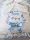 Yenidoğan Nil Taç Nakışlı Kundaklı Trilüks 3lü Alt Açma Seti Mavi - 3