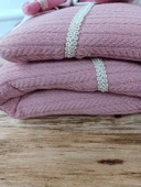 Yenidoğan Tericotton Örgülü Trilüx Bebek Battaniyesi Kundak Gül Kurusu thumbnail 2
