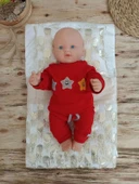 Yenidoğan İzmir İncisi Tül İşlemeli Pamuklu Fiyonklu Kundaklı Lüks 3lü Alt Açma Seti Gold - 5