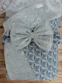 Yenidoğan Piramit Desenli Güpür İşlemeli Bebek Battaniyesi Kundak Gümüş - 4