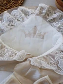 Yenidoğan Nil Taç Nakışlı Kumru Kundak Bebek Battaniyesi Sütlü Kahve - 3