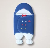 Yenidoğan Smokin Centilmen Ayaklı Erkek Bebek Kundak Mavi - 1