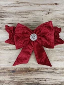 Yenidoğan Saray Kadife Taç Nakışlı İnci Fiyonklu Çift Dantel Duvak Trilüks Kundak Bebek Battaniyesi Bordo - 5