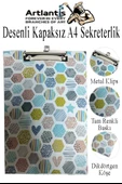 Desenli Sekreterlik Kapaksız A4 1 Adet Renkli Desenli A4 Kapaksız Sekreterlik Klipsli Metal Mekanizmalı 80 Yaprak Kapasiteli - 1