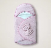 Yenidoğan Düğme Detaylı Çizgi Efektli Çift Fiyonk Klasik Kundak Bebek Battaniyesi Pembe - 1