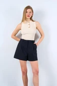 Patlı Düğmeli Triko Atlet - Beyaz Kayısı - 1