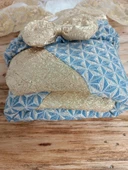 Yenidoğan Piramit Desenli Güpür İşlemeli Bebek Battaniyesi Kundak Gold - 3