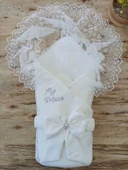 Yenidoğan Sahra My Prince Nakışlı Lüks Kundak Bebek Battaniyesi Ekru - 1