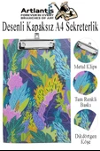 Desenli Sekreterlik Kapaksız A4 1 Adet Renkli Desenli A4 Kapaksız Sekreterlik Klipsli Metal Mekanizmalı 80 Yaprak Kapasiteli - 6