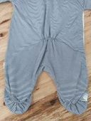 0-3 3-6 Ay Papyonlu Çizgi Desen Çıtçıt Kapama Kasketli Erkek Bebek Tulumu Lacivert - 4