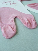 0-3 3-6 Ay Lucky Baby Nakışlı Es Çizgi Boy Şapkalı Kız Bebek Tulumu Pembe thumbnail 3