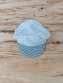 0-3 3-6 Ay Papyonlu Çizgi Desen Çıtçıt Kapama Kasketli Erkek Bebek Tulumu Lacivert - 6