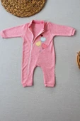 3-6 18-24 24-36 Ay Uçan Balonlar Nakışlı Ef Boy Fermuarlı Kız Bebek Tulumu Pembe - 1