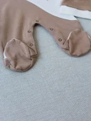 0-3 3-6 Ay Lucky Baby Nakışlı Es Çizgi Boy Şapkalı Erkek Bebek Tulumu Kahverengi - 3