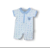 6-9 9-12 12-18 Ay Galaksi Baskılı Çıtçıtlı Kısa Kollu Erkek Bebek Tulumu Mavi - 1