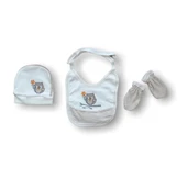 Romantik Çift Baykuş Nakışlı 5li Zıbın Takımı Hastane Çıkışı Ekru - 3