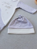 0-3 3-6 Ay Lucky Baby Nakışlı Es Çizgi Boy Şapkalı Erkek Bebek Tulumu Kahvemelanj thumbnail 4