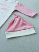 0-3 3-6 Ay Lucky Baby Nakışlı Es Çizgi Boy Şapkalı Kız Bebek Tulumu Pembe thumbnail 4