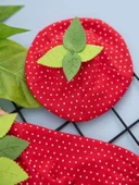 3-6-9 Ay Çilek Bebekler Penye Kumaş Kısa Kollu Kız Erkek Bebek Tulumu Kırmızı - 4