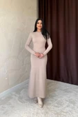 Bej Vücudu Saran Uzun Elbise - 2