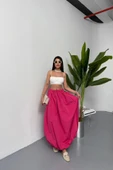 BEL LASTİKLİ BALON ETEK ŞANEL BOY SOFT KUMAŞ - Fuşya - 2
