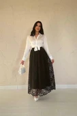 Siyah Dantelli Uzun Etek - 3