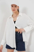 Örme Oversize Gömlek 20264 - Beyaz - 4