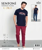 Senfoni Erkek Modal Bisiklet Yaka Kısa Kol Pijama Takımı 10354 -  1 Adet  XL Lacivert - 3
