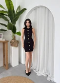 Katalina Gül Düğmeli Elbise - 4