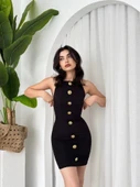 Katalina Gül Düğmeli Elbise - 3