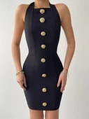 Katalina Gül Düğmeli Elbise - 2