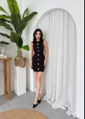 Katalina Gül Düğmeli Elbise - 6