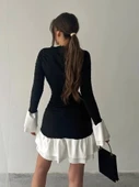 Fırfır Detaylı Drapeli Mini Elbise - 3