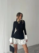 Fırfır Detaylı Drapeli Mini Elbise - 4