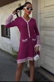 Triko Kolları Püsküllü Düğmeli Elbise 2849 - 5