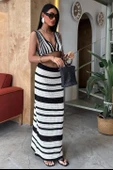Çizgili Bikini Üst Ve Etek Triko Takım 10110 - 7