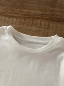 Baskılı Oversize Bisiklet Yaka T-shirt - Beyaz - 3