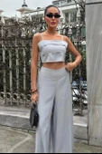 Crop Plazzo Pantolon Takım 10155-08 - 2