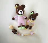 Pijamalı Ayıcık Kız Bebek Yenidoğan Set Amigurumi Organik Oyuncak - 1