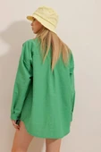 Kadın Keten Kumaş Oversize Gömlek - 3