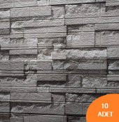 Renkli Duvarlar 10 Adet 70-77cm Gri Taş Desen Yapışkanlı Duvar Kağıdı Panel NW115 5.3 m2 - 1