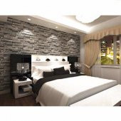 Renkli Duvarlar 10 Adet 70-77cm Gri Taş Desen Yapışkanlı Duvar Kağıdı Panel NW115 5.3 m2 - 4