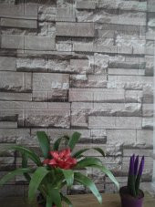Renkli Duvarlar 10 Adet 70-77cm Taş Desen Yapışkanlı Duvar Kağıdı Panel NW116 - 1