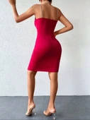 Kadın Dalgıç Kumaş Taş Detaylı Mini Boy Elbise - 2