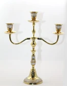 Pirinç Sedefli 3'lü Şamdan Model 2 - 1