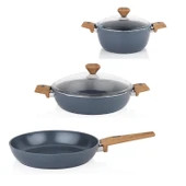 Seramik Tencere Tava Seti 28 CM Karnıyarık 28 CM Tava ve 20 CM Derin Tencere Sc ha fer - 1