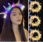 Led Işıklı RGB 3 Fonksiyonlu Otrişli Parti Tacı Renkli - 4