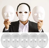 Beyaz Renk Boyanabilir Anonim Tam Yüz Cosplay Maske 24x18 cm - 4
