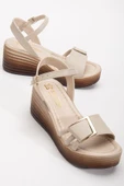 Olmo Kadın Bej Cilt Günlük Ortopedik Taban Sandalet thumbnail 3