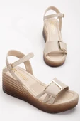 Olmo Kadın Bej Cilt Günlük Ortopedik Taban Sandalet thumbnail 5